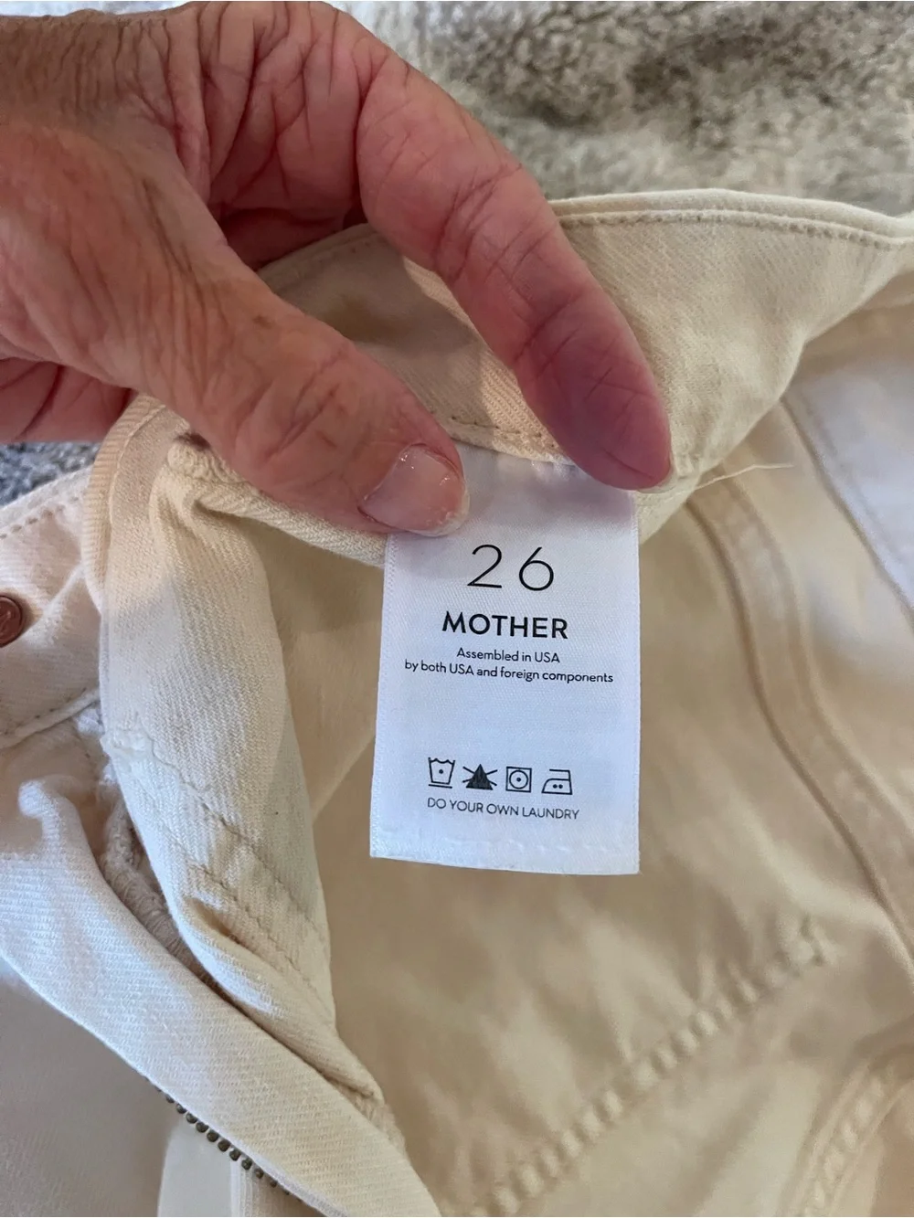 High-Waist Wide Leg Cream Mother Jeans - Picture 6 of 7